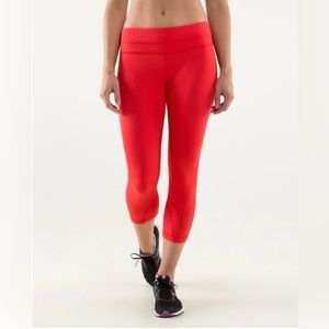 NWOT Lululemon Run Inspire Crop II in Love Red